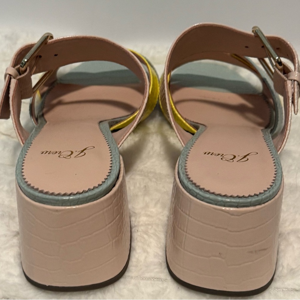 J. Crew Penny Colorblock Faux Crocodile Block Heel Sandals Women’s Size 9 - Picture 5 of 7